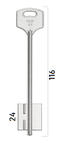 Заготовка дверного ключа Эльбор-11 ELB11D 116*22*24,1 мм
