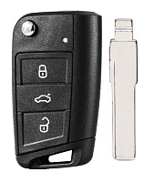 Корпус выкидного ключа VOLKSWAGEN MQB 3 кнопки HU-HAA HU66, с лого