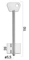 Заготовка дверного ключа Богатырь-1 BGT1D 110*27,5*20,5 мм