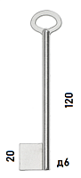 Заготовка дверного ключа Сейф SEF2D 1Ф-6x120