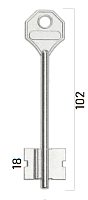 Заготовка дверного ключа Симеко-4 SIM4D 102*23,7*18,2 мм